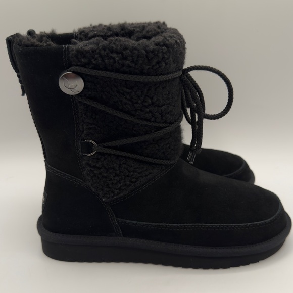 Koolaburra by UGG W Michon Short Black Suede Shearling Boots Women’s Size 6.READ - Picture 1 of 16